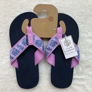 NWT Simply Southern Flip Flops Reef Seahorse Pink Purple S Small 5.5 6 6.5